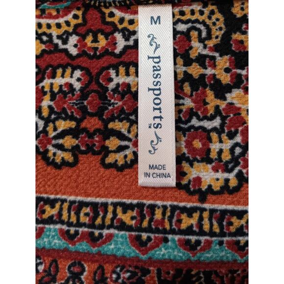 Flowy Boho Blouse Peasant Top M Tiered Colorful Southwest Artsy Travel Vacation - Picture 5 of 10